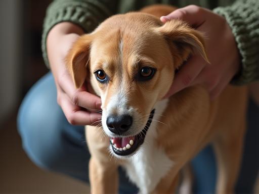 A trainer calmly working one-on-one with a timid dog.