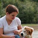 Ana M. with her bulldog, Rocky.